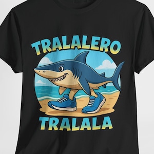 Funny Shark T-Shirt Tralalero Tralala Walking Shark Beach Cartoon Green Tee Cute Ocean Animal Graphic Men Women