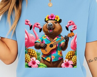 Funny Hawaiian Capybara T-Shirt Meme, Banana, Tarot & Ghost Capybara Shirts Best Seller Cute Capybara Tee Gift