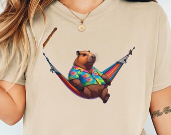 Funny Hawaiian Capybara T-Shirt Meme, Banana, Tarot & Ghost Capybara Shirts Best Seller Cute Capybara Tee Gift