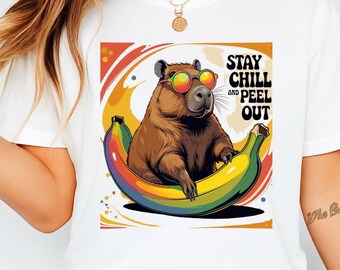 Funny Hawaiian Capybara T-Shirt Meme, Banana, Tarot & Ghost Capybara Shirts Best Seller Cute Capybara Tee Gift