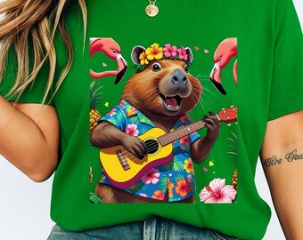 Funny Hawaiian Capybara T-Shirt Meme, Banana, Tarot & Ghost Capybara Shirts Best Seller Cute Capybara Tee Gift