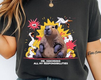 Funny Hawaiian Capybara T-Shirt Meme, Banana, Tarot & Ghost Capybara Shirts Best Seller Cute Capybara Tee Gift