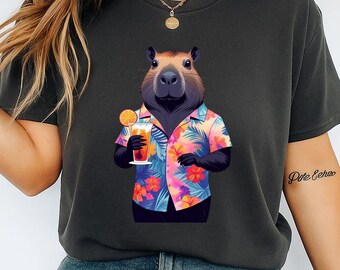 Funny Hawaiian Capybara T-Shirt Meme, Banana, Tarot & Ghost Capybara Shirts Best Seller Cute Capybara Tee Gift