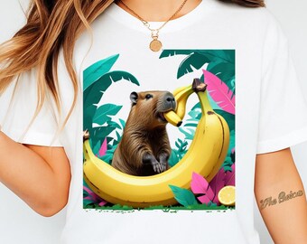 Funny Hawaiian Capybara T-Shirt Meme, Banana, Tarot & Ghost Capybara Shirts Best Seller Cute Capybara Tee Gift banana capybara t shirt
