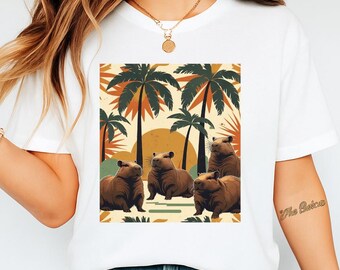 Funny Hawaiian Capybara T-Shirt Meme, Banana, Tarot & Ghost Capybara Shirts Best Seller Cute Capybara Tee Gift