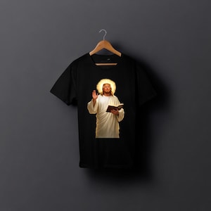 T-shirt with meme about America political meme t-shirt,funny t-shirt with Trump and Jesus,funny patriotic United States t-shirt,humorous