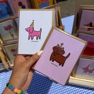 Festa de cachorro | Cartão de feliz aniversário para filhote | Cartão de comemoração para adoção e adoção