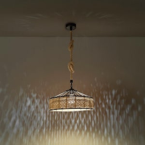 Hemp Rope Pendant Light: Vintage Industrial Hanging Lamp