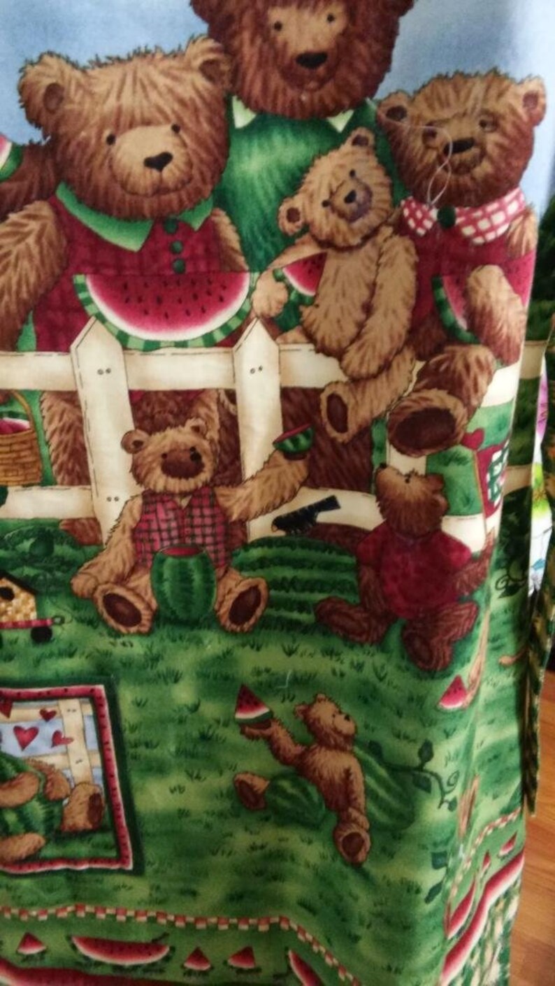 Apron Set with matching wallhanging Picnic Bears watermelon cook bake kitchen decor