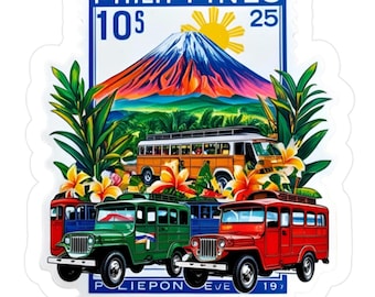 Calcomanías de vinilo para Jeepney filipino / Decoración de viaje tropical, pegatinas para portátiles, coches, botellas de agua y álbumes de recortes
