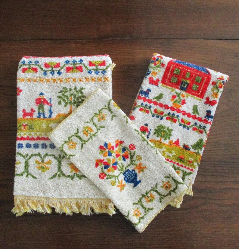 vintage bath towel set