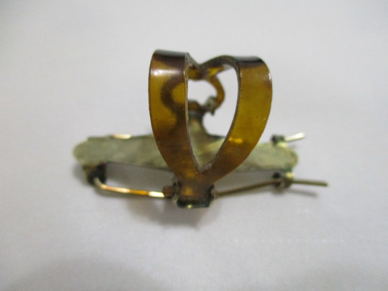 Vintage Antique Brass and Tortoise Shell Barrette With Bow Ribbon Flower Clip Hair Accessories
