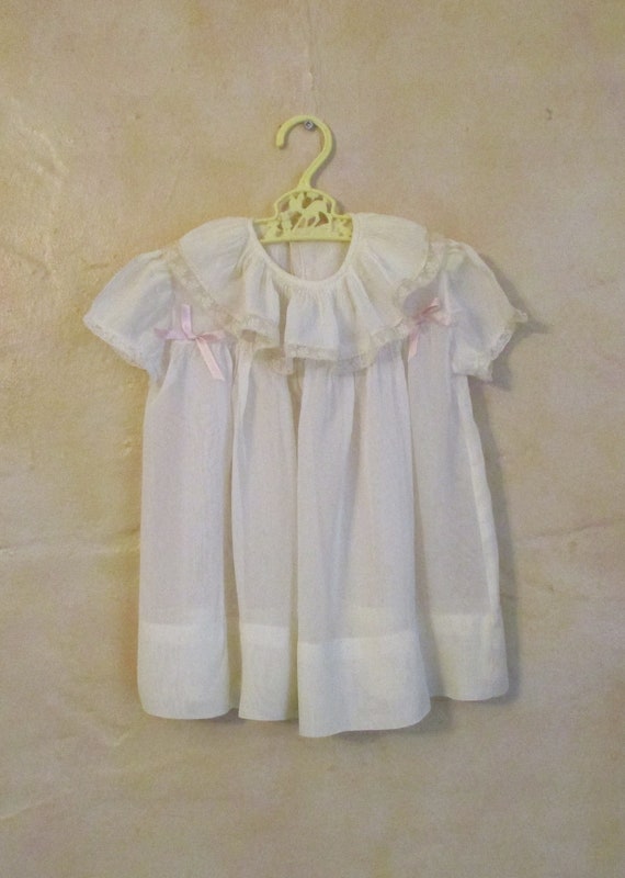 Vintage Cream Nylon Knee Length Dress Baby Doll Li