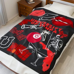 University of Tampa Velveteen Plush Blanket, Cozy Graduation Gift, College Decor, Dorm Blanket, College Spirit, Soft Throw