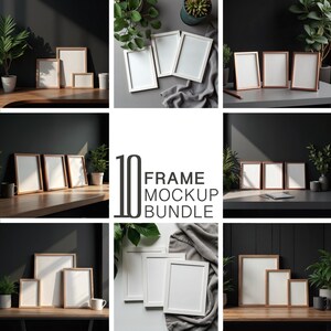 Mockup-set med tre ramar: Digital konstvisning (nedladdning av PNG och PSD)