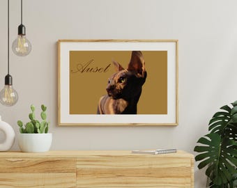 Tierportrait personalisiert mit Namen, Katzen- und Hundeportraits, Digitaldrucke von Haustieren