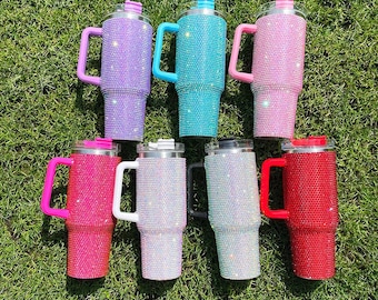 Bling Rhinestone Tumbler With Lid, Straw and Straw Cover , 40oz Stainless Steel Tumbler FREE SHIPPING