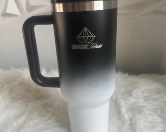 DIAMOND HOTNESS Travel Cup With Handle & Straw  40oz Stainless Steel Double-Wall  Travel Mug