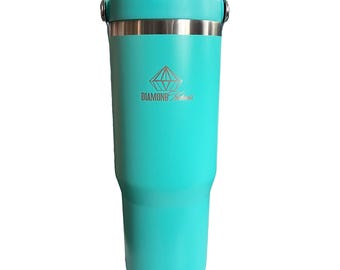 DIAMOND HOTNESS Bicchiere con cannuccia girevole da 30 oz, tazza da viaggio in acciaio inossidabile