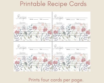 Floral Recipe Card Template: Printable Homestead Cards (Digital Download)