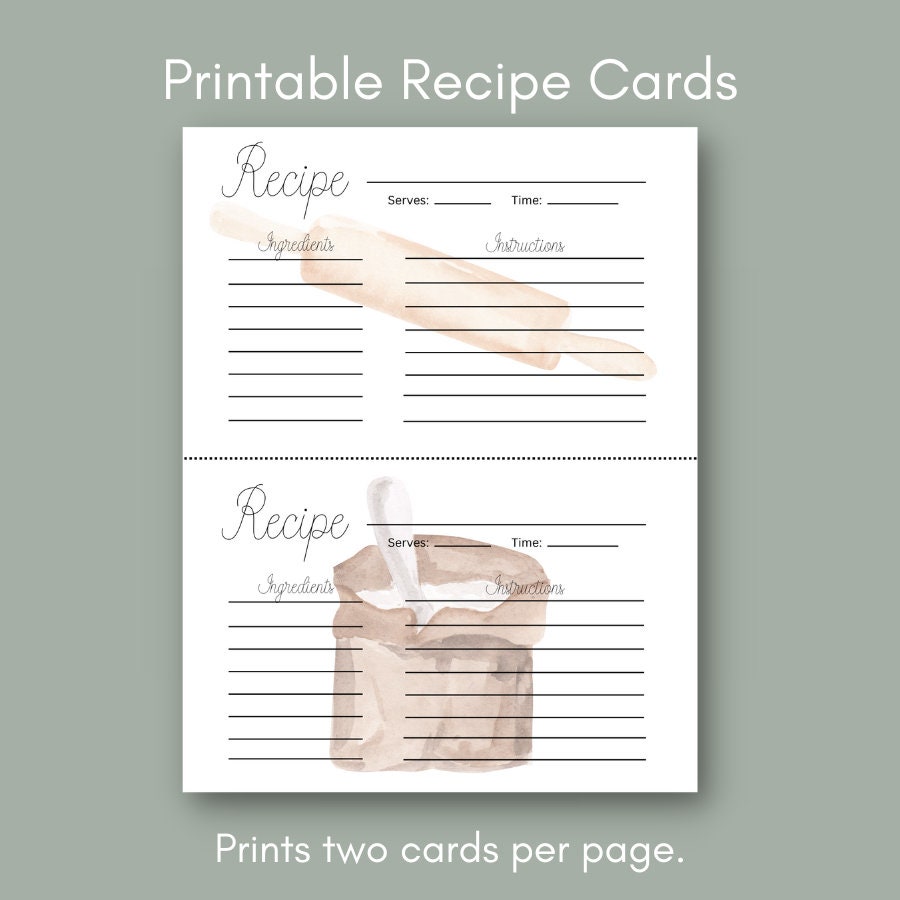 Printable Recipe Cards / Homestead Kitchen Recipe Cards / Digital ...