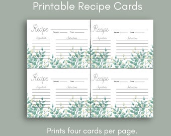 Cottagecore Recipe Card Template: Floral Printable (Digital Download)