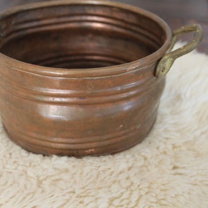 Antique Copper Bowl with Brass Handles / Vintage bowl / Vintage Copper