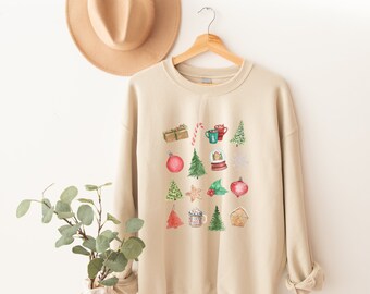 Merry Christmas Sweatshirt: Holiday Icons, Unisex Fit