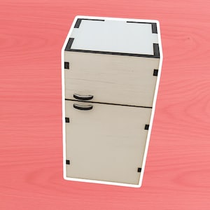 1:12 Scale Dollhouse Fridge – Miniature Kitchen Refrigerator | Laser-Cut Birch