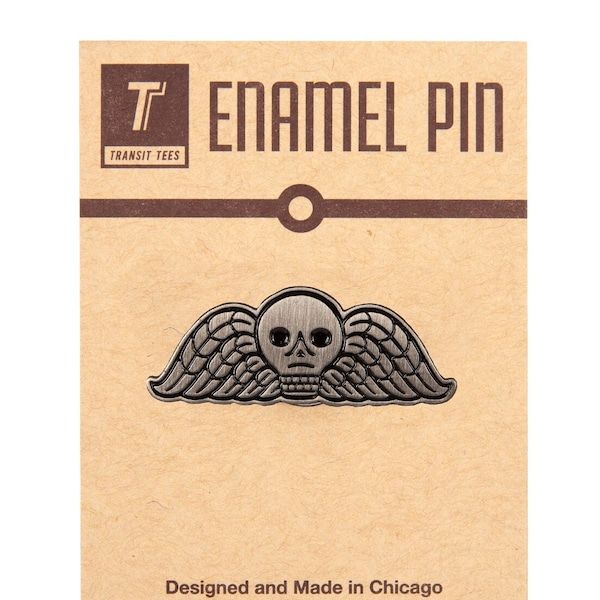 Winged Death Head Enamel Pin - Boston Freedom Trail Enamel Pin, Boston Enamel Pin, Winged Skull Enamel Pin, -Designed in our Creative Studio