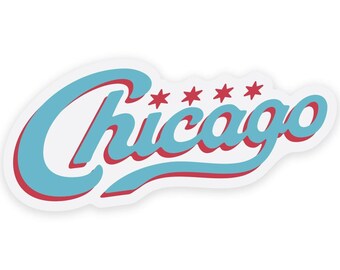 Chicago Vintage Script Sticker - Clear Background - Chicago Sticker, Chicago Sticker, Chicago decal, Chicago Gift, - Designed in Chicago