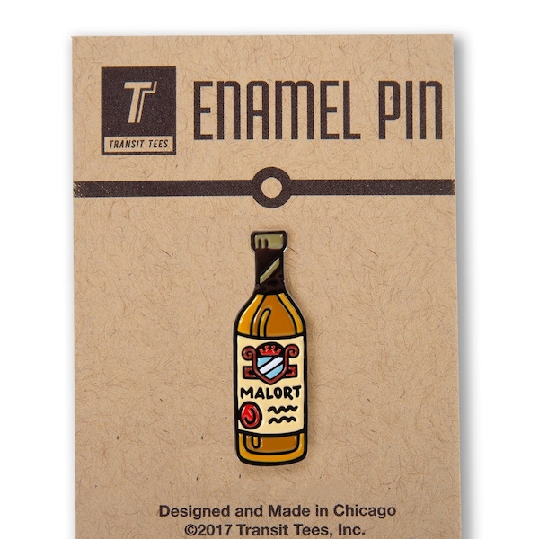 Malort Enamel Pin - Cast in Metal - Malort, Chicago Gift, Malort Pin, Malort Gift, Chicago Enamel Pin - Designed in our Chicago Studio