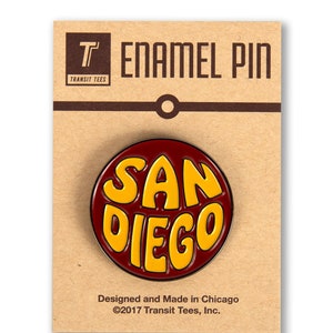 Groovy San Diego Type Enamel Pin - San Diego Enamel Pin, San Diego Gift, San Diego Souvenir, - Designed & Produced by Transit Tees