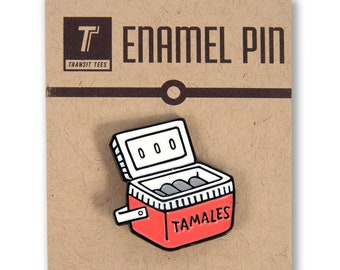 Tamale Cooler Enamel Pin - Cast in Metal - Chicago Tamale Guy, Tamale Pin, Tamale Gift, Chicago Foodie Gift - Designed in our Chicago Studio