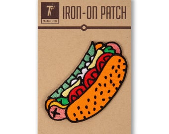 Chicago Style Hot Dog Patch - Chicago Hot Dog Patch, Chicago Patch, Chicago Iron on Patch, Hot Dog Patch -  Designed in our Chicago Studio