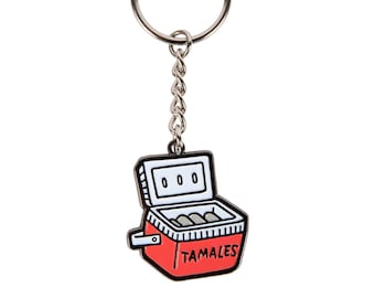 Tamale Cooler Enamel Keychain - Chicago Keychain, Tamale Keychain, Food Keychain, Chicago Tamale Guy -Designed in our Chicago Studio