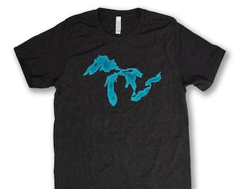 Great Lakes Tee - Unisex - Michigan T-shirt, Great Lakes Gift, Midwest Gift, Lake Michigan T-shirt - Designed & Printed in Chicago