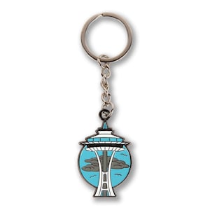 Space Needle Enamel Keychain - Seattle Keychain, Seattle Gift, Seattle Space Needle keychain, WA Keychain, - Designed in our Creative Studio