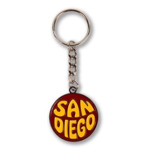 Groovy San Diego Type Enamel Keychain - San Diego Keychain, San Diego Gift, San Diego Souvenir, - Designed & Produced by Transit Tees