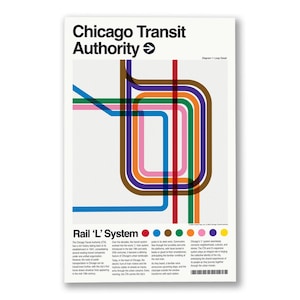 Contemporary CTA Loop Print - 11" x 17" - Chicago Loop Artwork, Chicago Wall Art, Chicago Poster, CTA Gift, -Designed & Printed in Chicago