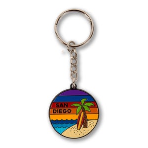 San Diego Beach Enamel Keychain - San Diego Keychain, San Diego Gift, San Diego Souvenir, West Coast, - Designed & Produced by Transit Tees
