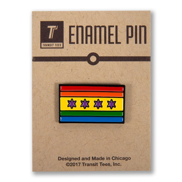 Chicago Pride Flag Enamel Pin - Cast in Metal - Great Gift for Pride - Chicago Pride Parade - LGBTQ Gifts - Designed in our Chicago Studio