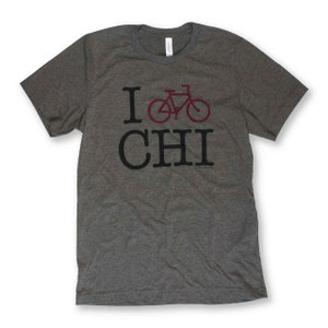 I Bike Chi Tee - Unisex - Bike Shirt, Chicago T-shirt, Chicago Gift, Biking Shirt, Chicago Cyclists Gift - Hand Screen Printed in Chicago