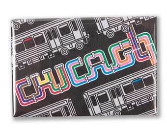 Chicago Transit Type 3" x 2" Magnet - Train Gift,  EL Train, Chicago Train Magnet, Chicago Magnet - Designed & Assembled in Chicago