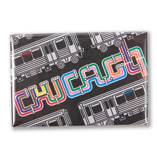 Chicago Transit Type 3" x 2" Magnet - Train Gift,  EL Train, Chicago Train Magnet, Chicago Magnet - Designed & Assembled in Chicago