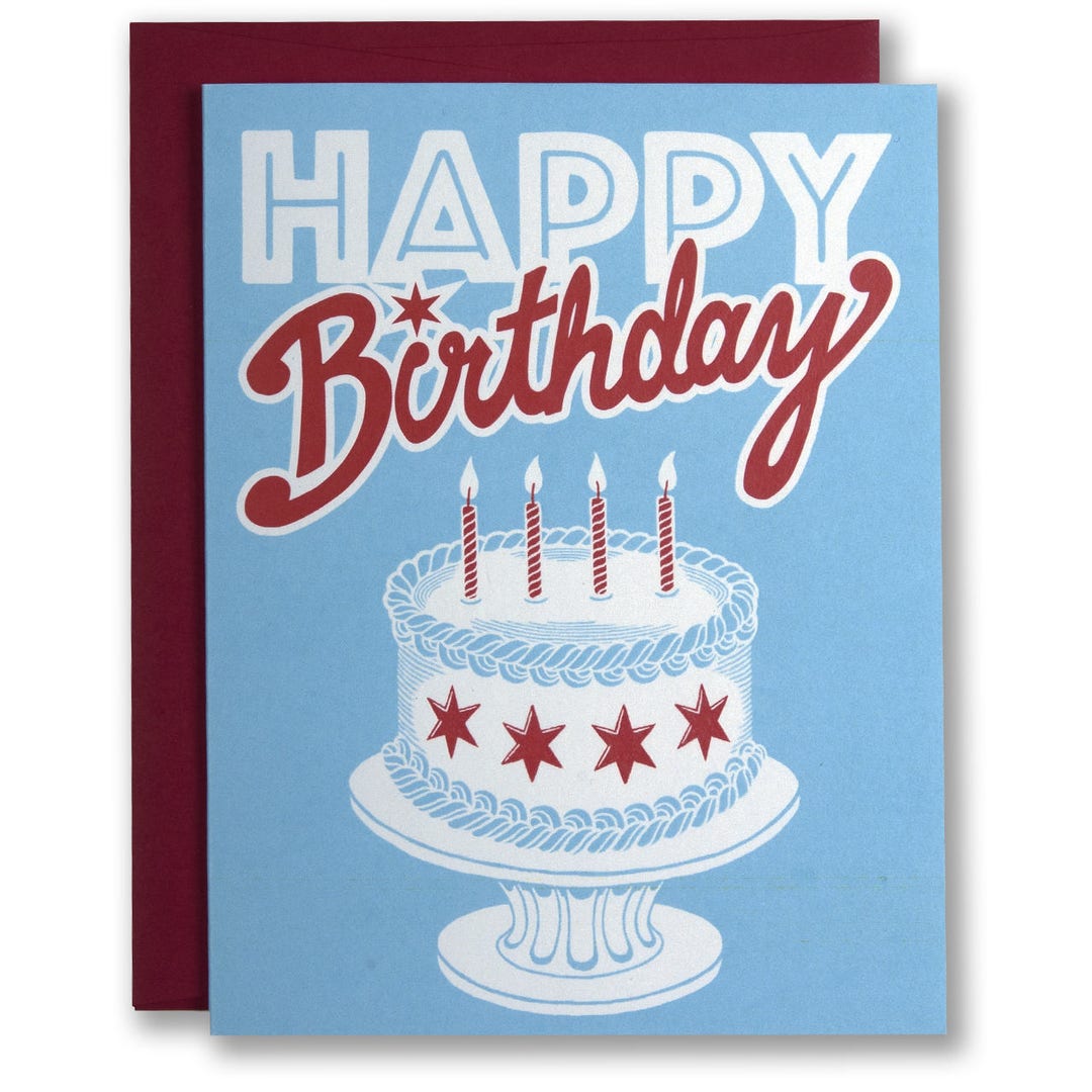 Chicago Birthday Cake Card Personalization Great Gift for Etsy