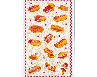 Chicago Style Eats Dish Towel - Hot Dog Kitchen Towel, Chicago Dish Towel, Chicago Foodie Gift, - Designed & Produced in our Chicago
