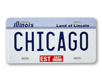 Illinois License Plate Tin Tacker - Chicago Artwork, Chicago Vintage License Plate, Chicago Gift, Chicago Wall Art, - Designed in Chicago