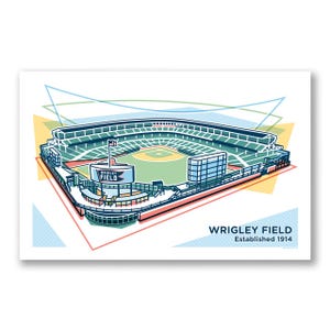 Wrigley Field Print  - 11&quot; x 17&quot; - Baseball Gift, Chicago Sports, Chicago Baseball, Chicago Home decor, - Designed & Printed in Chicago