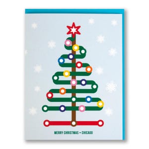 Transit Tree Holiday Card - Perfect for Christmas or other Winter Holidays, Chicago Xmas - Designed in our Wicker Park Creative Studio